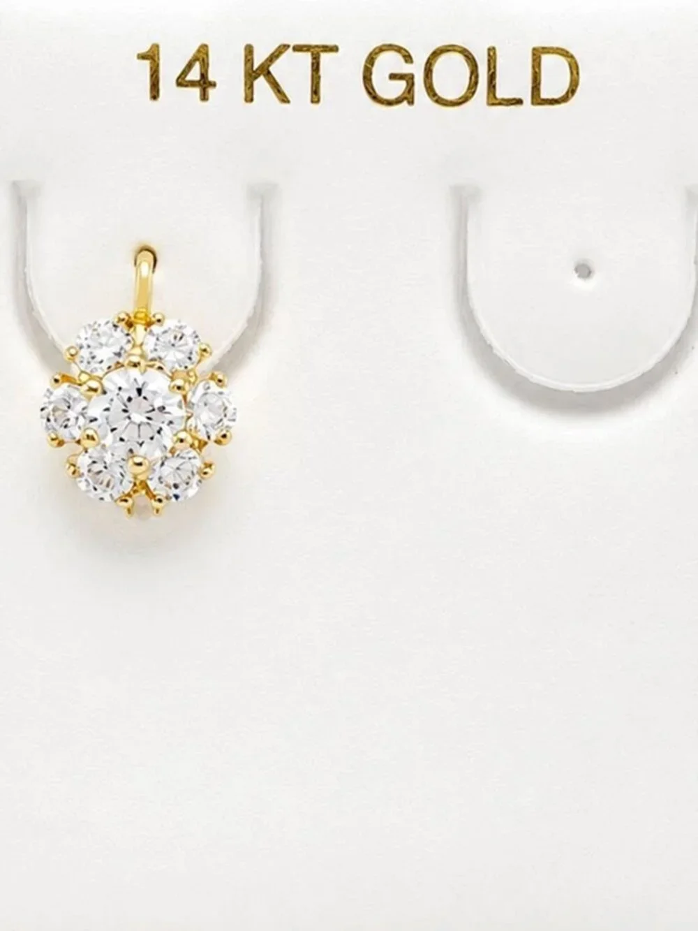 Created White Sapphires Dangle Single Earring 14k Yellow Gold